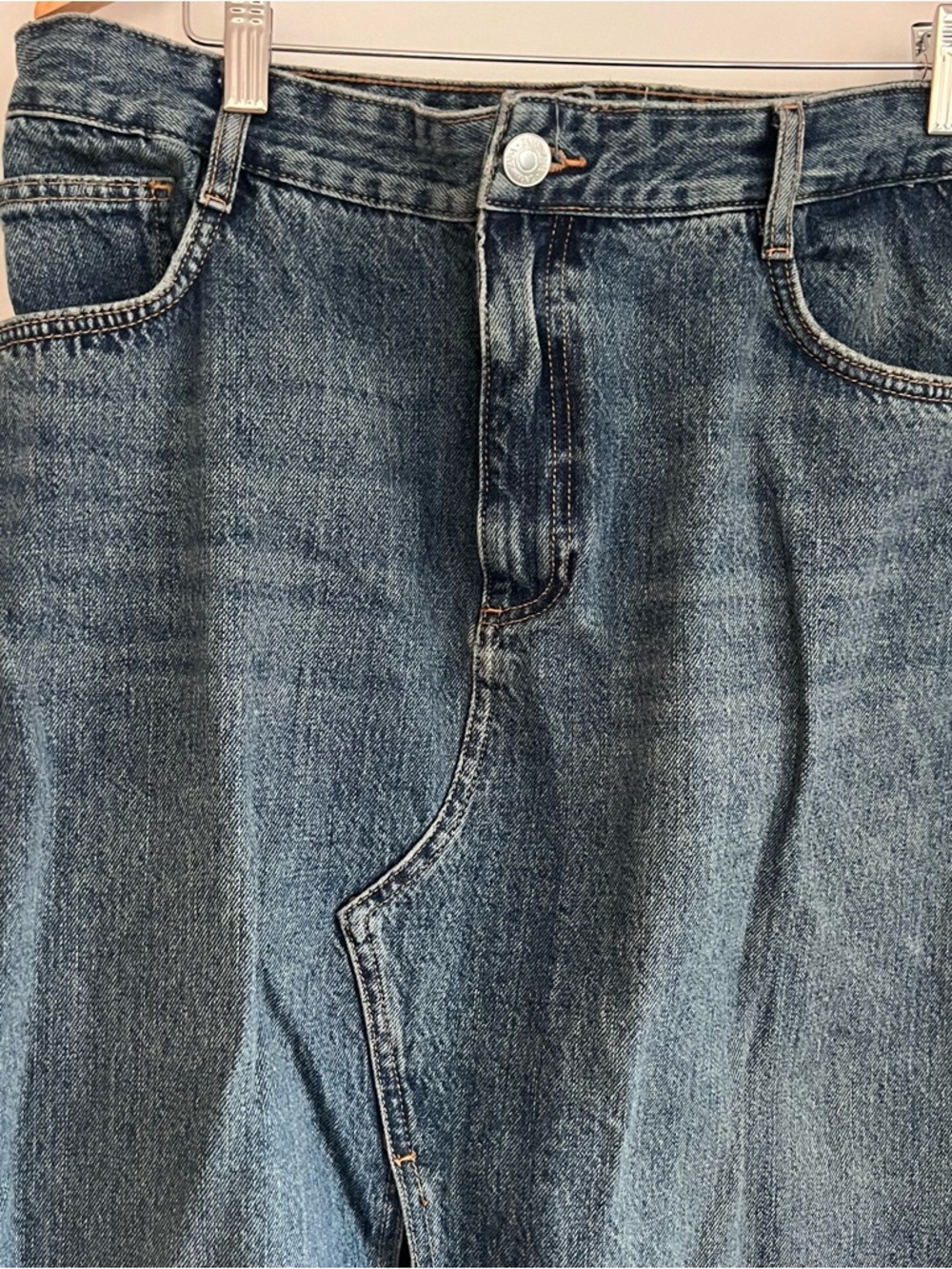 Zara Denim Midi Skirt Dark Wash High Waisted XL - Picture 3 of 4
